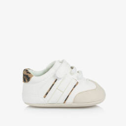 Tommy Hilfiger-Baby Girls White Faux Leather Pre-Walker Trainers | Childrensalon