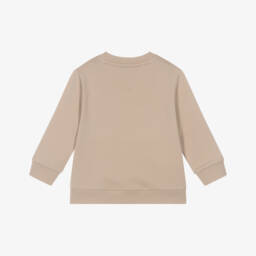 Tommy Hilfiger-Beige Cotton Baby Sweatshirt with Small Flag Logo | Childrensalon