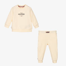Tommy Hilfiger-Beige Cotton Baby Tracksuit | Childrensalon
