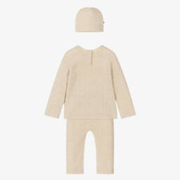Tommy Hilfiger-Beige Knitted Trouser Set | Childrensalon
