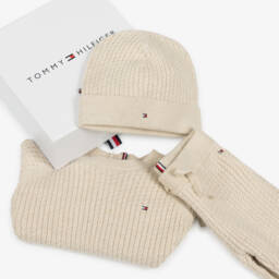 Tommy Hilfiger-Beige Knitted Trouser Set | Childrensalon