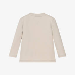 Tommy Hilfiger-Beige Monotype Logo Long Sleeved Baby Top | Childrensalon