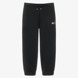 Black Cotton Joggers with Heritage Flag Logo 