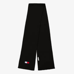 Tommy Hilfiger-Black Cotton Knit Flag Scarf | Childrensalon