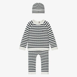 Tommy Hilfiger-Blue Striped Knitted Trouser Set | Childrensalon