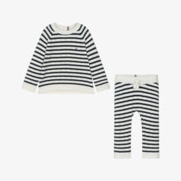 Tommy Hilfiger-Blue Striped Knitted Trouser Set | Childrensalon