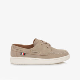 Tommy Hilfiger-Boys Beige Faux Suede Deck Shoes | Childrensalon