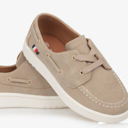 Tommy Hilfiger-Boys Beige Faux Suede Deck Shoes | Childrensalon