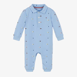 Tommy Hilfiger-أفرول رومبر بشعار العلم قطن لون أزرق للمواليد | Childrensalon