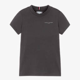 Boys Dark Grey Cotton Short Sleeved T-Shirt
