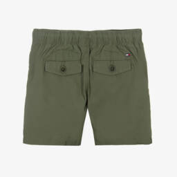 Tommy Hilfiger-Boys Green Cotton Drawstring Shorts | Childrensalon
