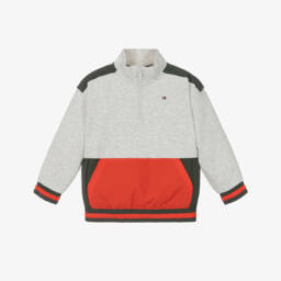 Boys Grey Colourblock Half-Zip Sweatshirt