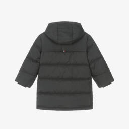 Tommy Hilfiger-Boys Grey Puffer Coat with Embroidered Flag Logo | Childrensalon