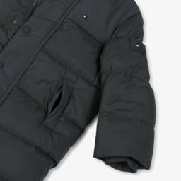 Tommy Hilfiger-Boys Grey Puffer Coat with Embroidered Flag Logo | Childrensalon