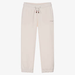 Boys Ivory Cotton Mini Logo Joggers