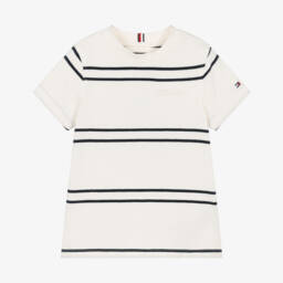 Tommy Hilfiger-تيشيرت قطن مقلم لون كريمي للأولاد | Childrensalon