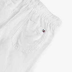 Tommy Hilfiger-Boys White Linen Mix Drawstring Trousers | Childrensalon