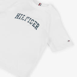 Tommy Hilfiger-Boys White Mixed Logo Raglan Sleeve Cotton T-Shirt | Childrensalon