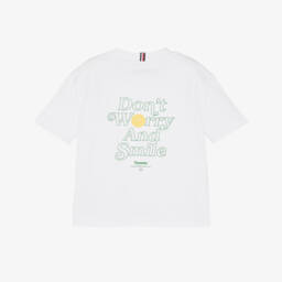 Tommy Hilfiger-Boys White Organic Cotton Slogan T-Shirt | Childrensalon