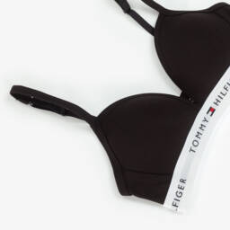 Tommy Hilfiger-Girls Black Cotton Padded Triangle Bra | Childrensalon