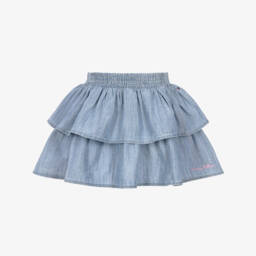 Girls Blue Chambray Tiered Skirt