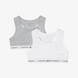 Girls Grey & White Cotton Bra Tops (2 Pack)