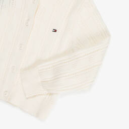 Tommy Hilfiger-Girls Ivory Cotton Pointelle Cardigan | Childrensalon