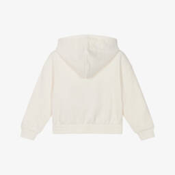 Tommy Hilfiger-Girls Ivory Cotton Zip-Up Hoodie with Tommy Logo | Childrensalon