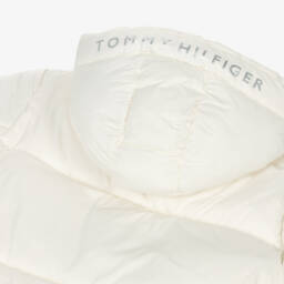 Tommy Hilfiger-جاكيت بغطاء رأس منفوخ لون عاجي للبنات | Childrensalon