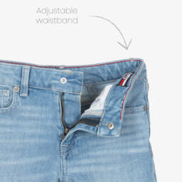 Tommy Hilfiger-جينز دنيم بقصة مستقيمة لون أزرق مغسول للبنات | Childrensalon