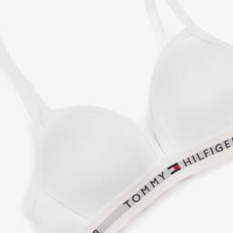 Tommy Hilfiger-Girls White Cotton Padded Triangle Bra | Childrensalon