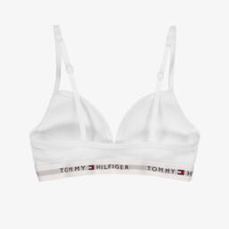 Tommy Hilfiger-Girls White Cotton Padded Triangle Bra | Childrensalon