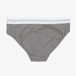 Tommy Hilfiger-Girls White & Grey Cotton Knickers (2 Pack) | Childrensalon
