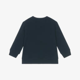 Tommy Hilfiger-Navy Blue Cotton Baby Sweatshirt with Small Flag Logo | Childrensalon