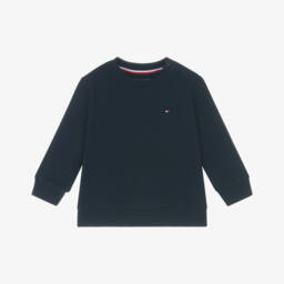Navy Blue Cotton Baby Sweatshirt with Small Flag Logo