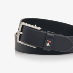 Tommy Hilfiger-Navy Blue Leather Belt with Logo Detail | Childrensalon