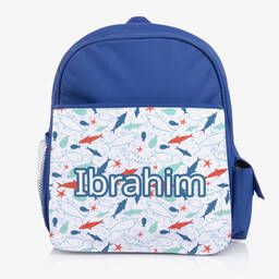 Treat Republic-Boys Blue Personalised Shark Backpack (30cm) | Childrensalon
