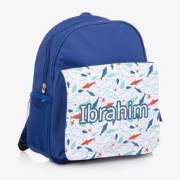 Treat Republic-Boys Blue Personalised Shark Backpack (30cm) | Childrensalon