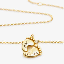 Treat Republic-Personalised 18ct Gold Plated Baby Feet Necklace (45cm) | Childrensalon