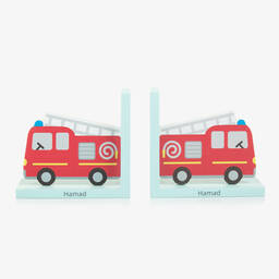 Treat Republic Sass & Belle-Personalised Fire Engine Bookends (30cm) | Childrensalon