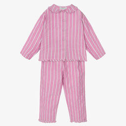 Turquaz-Girls Pink Striped Cotton Pyjamas | Childrensalon