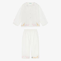 Turquaz-Белая хлопковая пижама с животными для девочек | Childrensalon