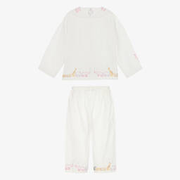 Turquaz-Белая хлопковая пижама с животными для девочек | Childrensalon