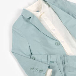 Tutto Piccolo-Boys Mint Green Linen & Cotton Shorts Suit | Childrensalon