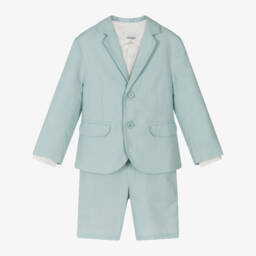 Tutto Piccolo-Boys Mint Green Linen & Cotton Shorts Suit | Childrensalon