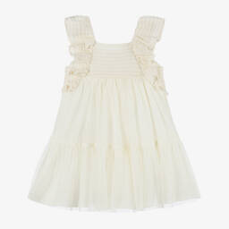 Tutto Piccolo-Girls Ivory Cotton & Tulle Dress | Childrensalon