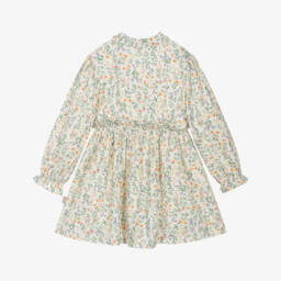 Tutto Piccolo-Girls Ivory & Green Ditsy Floral Dress Set | Childrensalon
