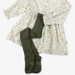 Tutto Piccolo-Girls Ivory & Green Ditsy Floral Dress Set | Childrensalon