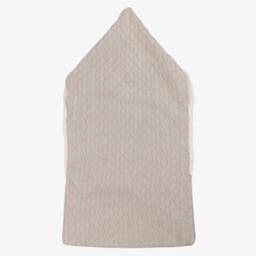 Tutto Piccolo-Taupe Cotton Knit Baby Nest with Faux Fur Lining (80cm) | Childrensalon