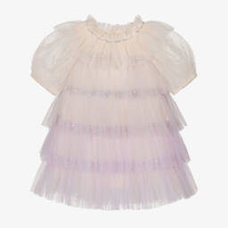 Tutu du Monde-Baby Girls Ivory & Lilac Purple Tiered Tulle Dress | Childrensalon